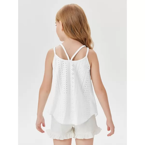 Girls Eyelet Flowy Tank Tops Cute Summer Spaghetti Strap Tops Kids Fashion Embroidery Sleeveless Shirts