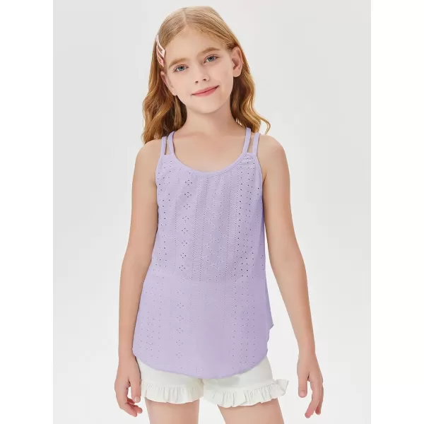 Girls Eyelet Flowy Tank Tops Cute Summer Spaghetti Strap Tops Kids Fashion Embroidery Sleeveless Shirts
