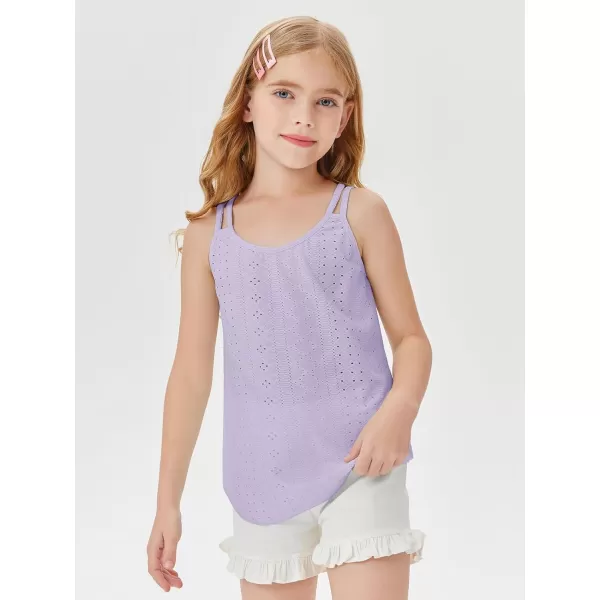 Girls Eyelet Flowy Tank Tops Cute Summer Spaghetti Strap Tops Kids Fashion Embroidery Sleeveless Shirts