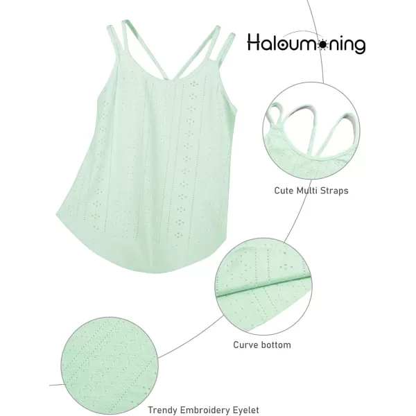 Girls Eyelet Flowy Tank Tops Cute Summer Spaghetti Strap Tops Kids Fashion Embroidery Sleeveless Shirts