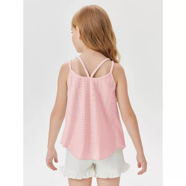 Girls Eyelet Flowy Tank Tops Cute Summer Spaghetti Strap Tops Kids Fashion Embroidery Sleeveless Shirts