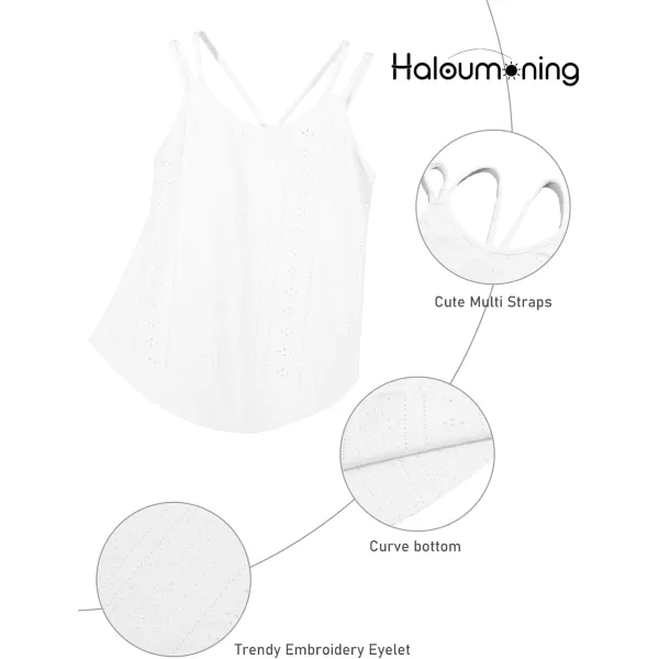 Girls Eyelet Flowy Tank Tops Cute Summer Spaghetti Strap Tops Kids Fashion Embroidery Sleeveless Shirts