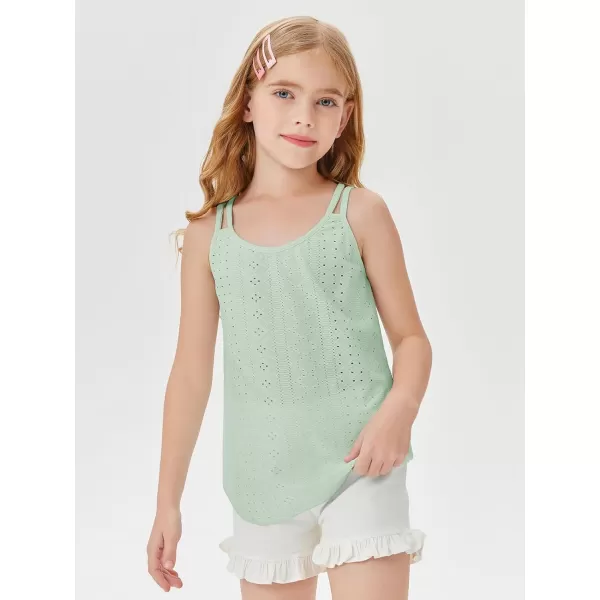 Girls Eyelet Flowy Tank Tops Cute Summer Spaghetti Strap Tops Kids Fashion Embroidery Sleeveless Shirts