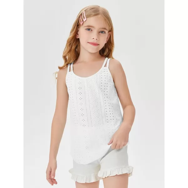 Girls Eyelet Flowy Tank Tops Cute Summer Spaghetti Strap Tops Kids Fashion Embroidery Sleeveless Shirts
