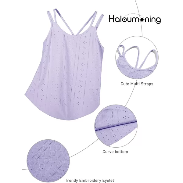 Girls Eyelet Flowy Tank Tops Cute Summer Spaghetti Strap Tops Kids Fashion Embroidery Sleeveless Shirts