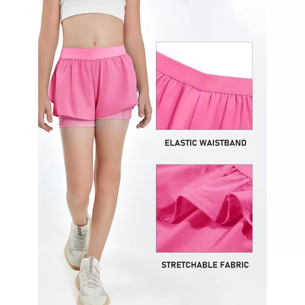 Girls Ruffle 2-in-1 Athletic Shorts Kids Gym Skorts Butterfly Skirts 5-14 Years