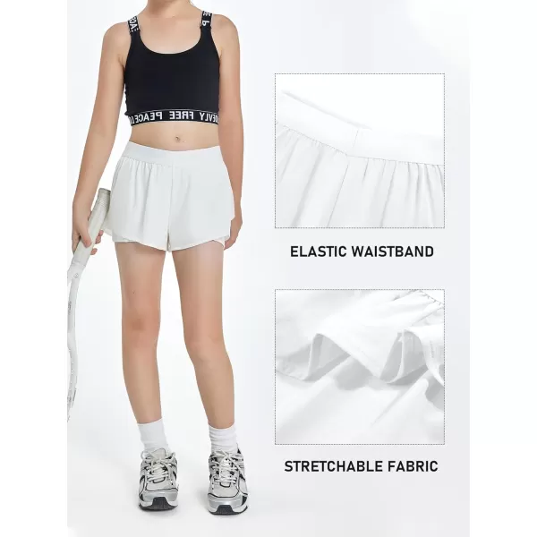 Girls Ruffle 2-in-1 Athletic Shorts Kids Gym Skorts Butterfly Skirts 5-14 Years
