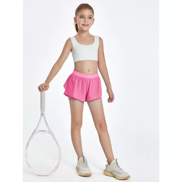 Girls Ruffle 2-in-1 Athletic Shorts Kids Gym Skorts Butterfly Skirts 5-14 Years