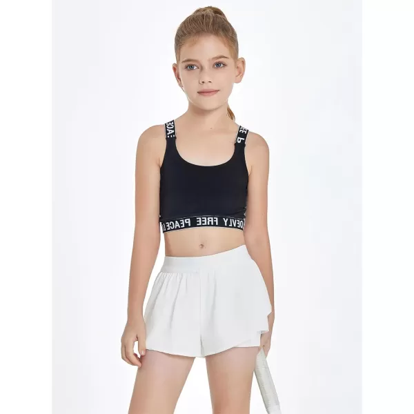 Girls Ruffle 2-in-1 Athletic Shorts Kids Gym Skorts Butterfly Skirts 5-14 Years