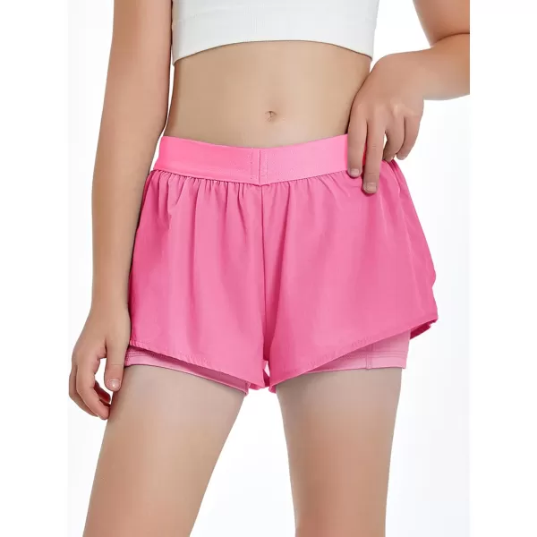 Girls Ruffle 2-in-1 Athletic Shorts Kids Gym Skorts Butterfly Skirts 5-14 Years