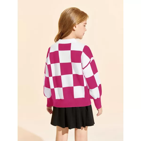 Girls Sweaters Kids Fashion Plaid Mock Neck Pullover Sweater Tops 5-14 Years