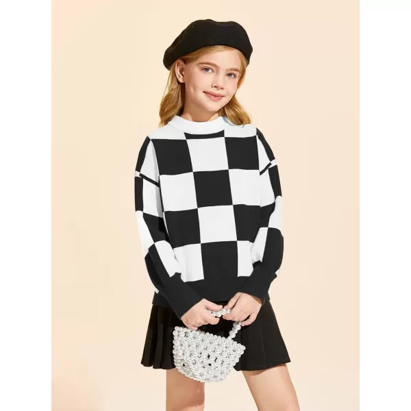 Girls Sweaters Kids Fashion Plaid Mock Neck Pullover Sweater Tops 5-14 Years