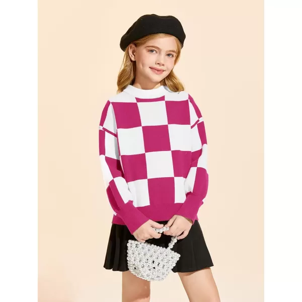 Girls Sweaters Kids Fashion Plaid Mock Neck Pullover Sweater Tops 5-14 Years