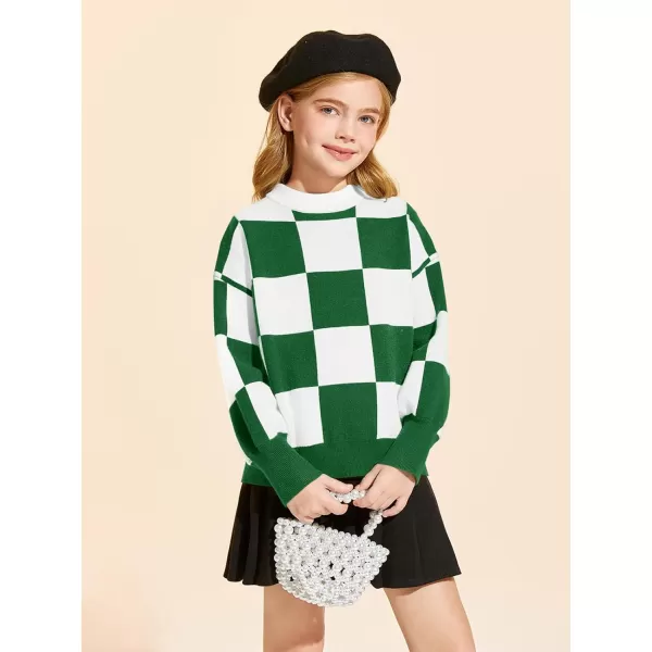 Girls Sweaters Kids Fashion Plaid Mock Neck Pullover Sweater Tops 5-14 Years