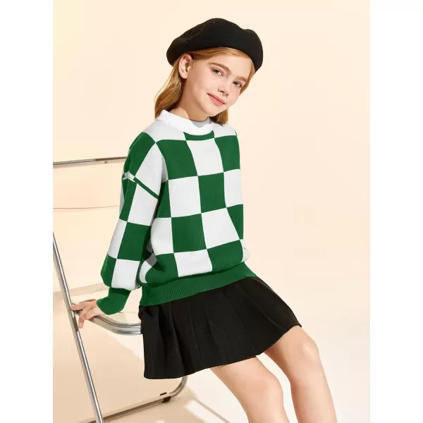 Girls Sweaters Kids Fashion Plaid Mock Neck Pullover Sweater Tops 5-14 Years