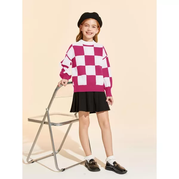 Girls Sweaters Kids Fashion Plaid Mock Neck Pullover Sweater Tops 5-14 Years
