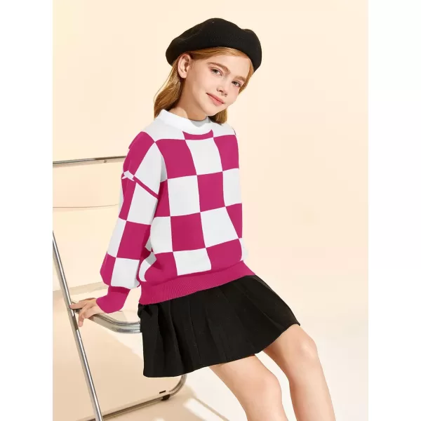Girls Sweaters Kids Fashion Plaid Mock Neck Pullover Sweater Tops 5-14 Years