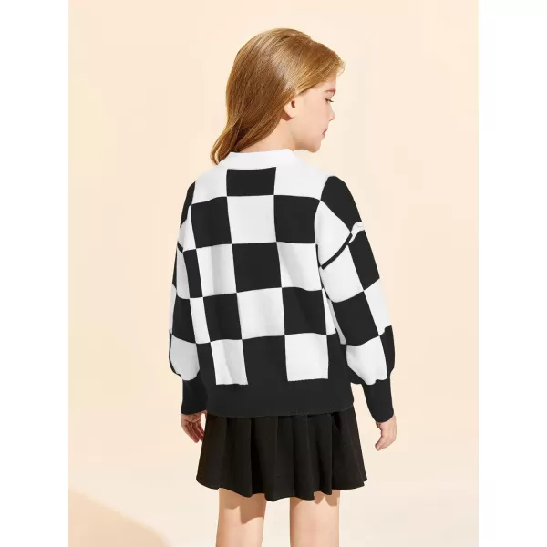 Girls Sweaters Kids Fashion Plaid Mock Neck Pullover Sweater Tops 5-14 Years