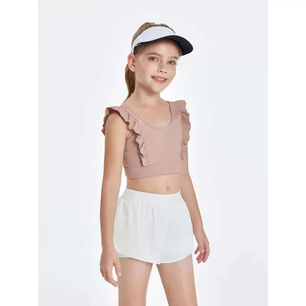 Girls Training Bra Cute Ruffle Sports Bra for Kids Comfort Dance Yoga Crop Top