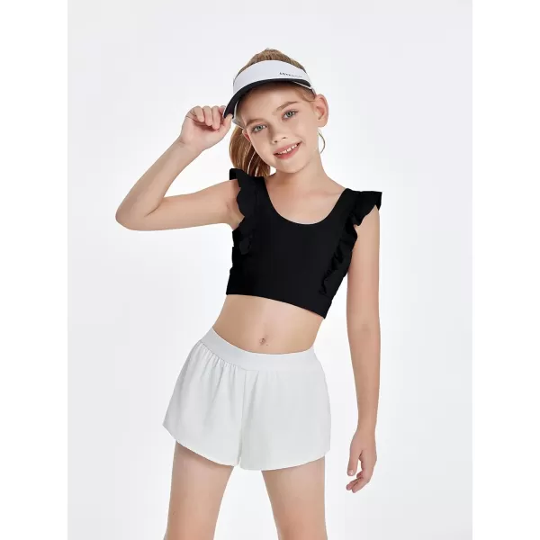 Girls Training Bra Cute Ruffle Sports Bra for Kids Comfort Dance Yoga Crop Top