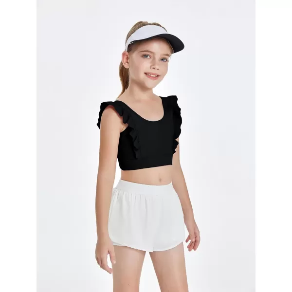 Girls Training Bra Cute Ruffle Sports Bra for Kids Comfort Dance Yoga Crop Top
