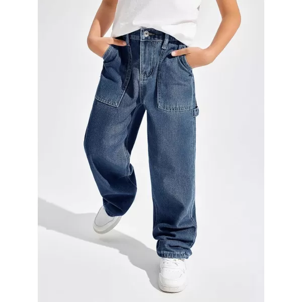 Haloumoning Boys Baggy Jeans Kids Elastic Waist Wide Leg Denim Pants with Pockets 4-14 Years