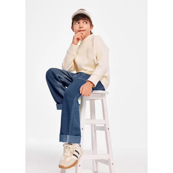 Haloumoning Boys Baggy Jeans Kids Elastic Waist Wide Leg Denim Pants with Pockets 4-14 Years