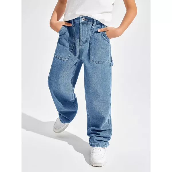 Haloumoning Boys Baggy Jeans Kids Elastic Waist Wide Leg Denim Pants with Pockets 4-14 Years
