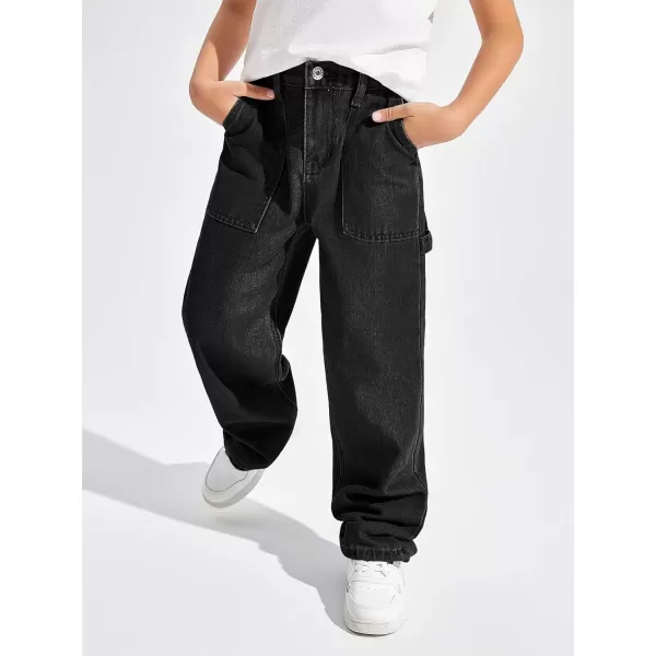 Haloumoning Boys Baggy Jeans Kids Elastic Waist Wide Leg Denim Pants with Pockets 4-14 Years