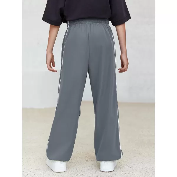 Haloumoning Boys Baggy Nylon Track Pants Kids Fashion Side Stripe Parachute Joggers Trousers with Pockets