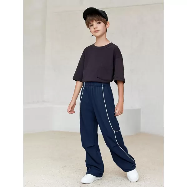 Haloumoning Boys Baggy Nylon Track Pants Kids Fashion Side Stripe Parachute Joggers Trousers with Pockets