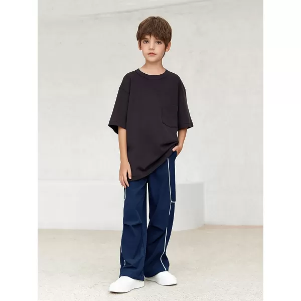 Haloumoning Boys Baggy Nylon Track Pants Kids Fashion Side Stripe Parachute Joggers Trousers with Pockets