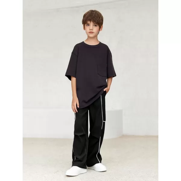 Haloumoning Boys Baggy Nylon Track Pants Kids Fashion Side Stripe Parachute Joggers Trousers with Pockets
