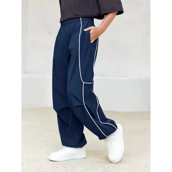 Haloumoning Boys Baggy Nylon Track Pants Kids Fashion Side Stripe Parachute Joggers Trousers with Pockets