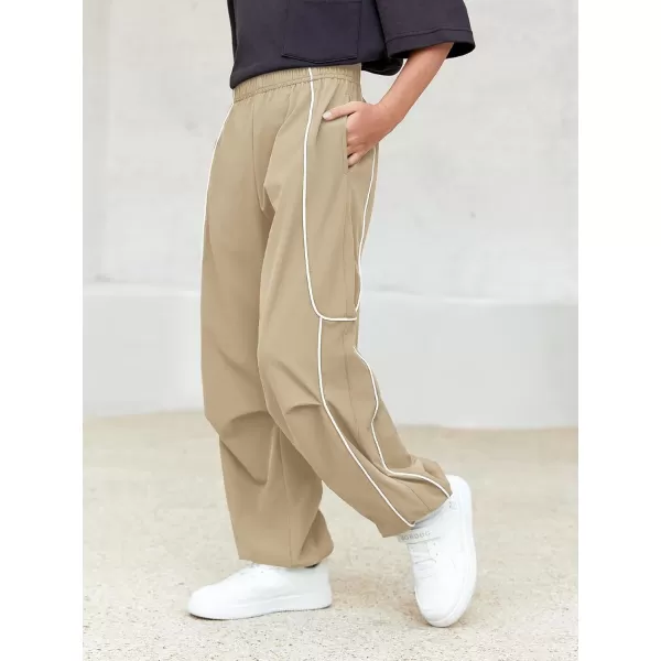 Haloumoning Boys Baggy Nylon Track Pants Kids Fashion Side Stripe Parachute Joggers Trousers with Pockets