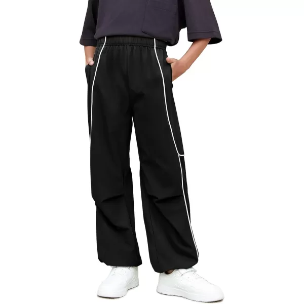 Haloumoning Boys Baggy Nylon Track Pants Kids Fashion Side Stripe Parachute Joggers Trousers with Pockets