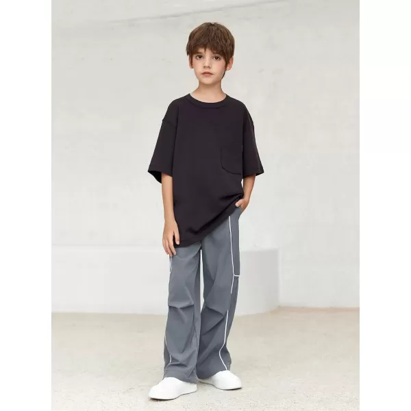 Haloumoning Boys Baggy Nylon Track Pants Kids Fashion Side Stripe Parachute Joggers Trousers with Pockets