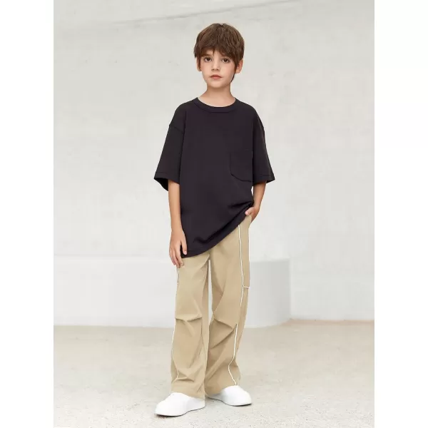 Haloumoning Boys Baggy Nylon Track Pants Kids Fashion Side Stripe Parachute Joggers Trousers with Pockets