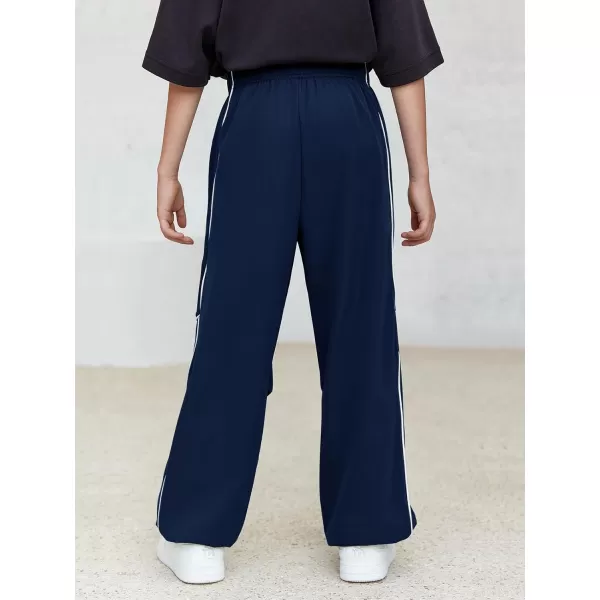 Haloumoning Boys Baggy Nylon Track Pants Kids Fashion Side Stripe Parachute Joggers Trousers with Pockets