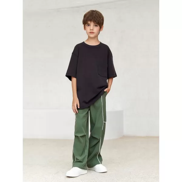 Haloumoning Boys Baggy Nylon Track Pants Kids Fashion Side Stripe Parachute Joggers Trousers with Pockets