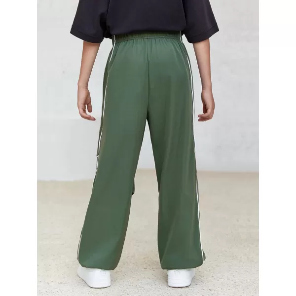 Haloumoning Boys Baggy Nylon Track Pants Kids Fashion Side Stripe Parachute Joggers Trousers with Pockets