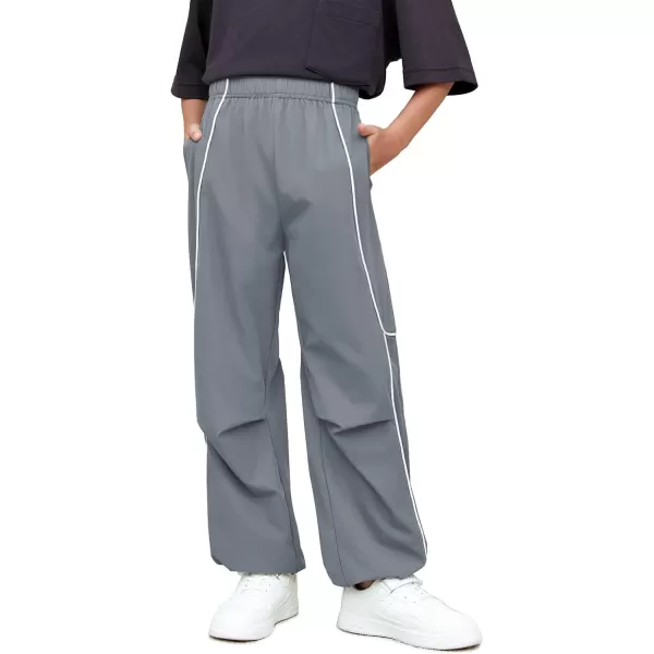 Haloumoning Boys Baggy Nylon Track Pants Kids Fashion Side Stripe Parachute Joggers Trousers with Pockets