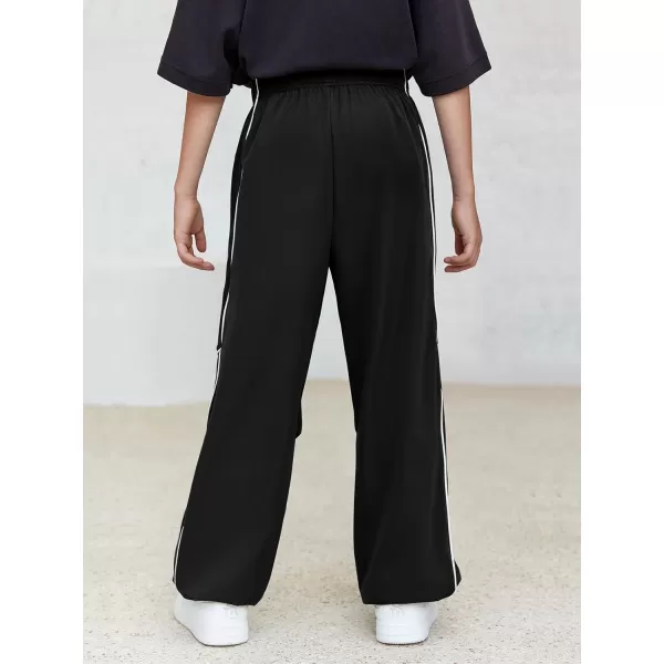 Haloumoning Boys Baggy Nylon Track Pants Kids Fashion Side Stripe Parachute Joggers Trousers with Pockets