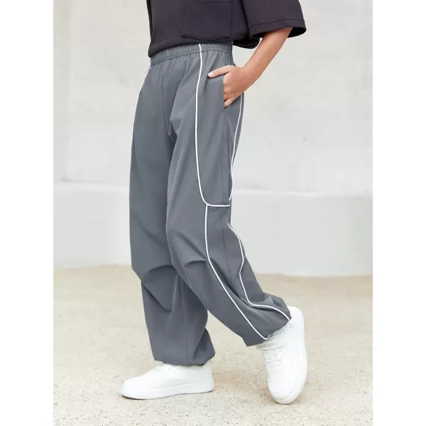 Haloumoning Boys Baggy Nylon Track Pants Kids Fashion Side Stripe Parachute Joggers Trousers with Pockets