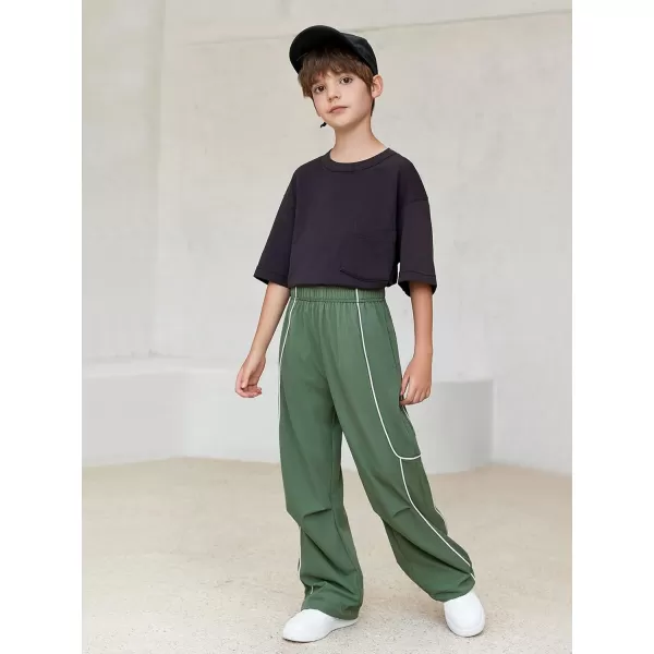Haloumoning Boys Baggy Nylon Track Pants Kids Fashion Side Stripe Parachute Joggers Trousers with Pockets