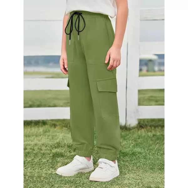 Haloumoning Boys Cargo Jogger Pants Casual Drawstring Elastic Waist Trousers 5-14 Years
