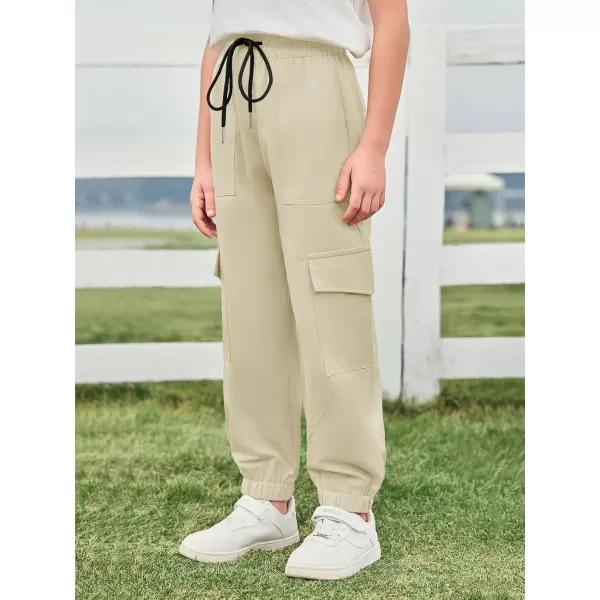 Haloumoning Boys Cargo Jogger Pants Casual Drawstring Elastic Waist Trousers 5-14 Years