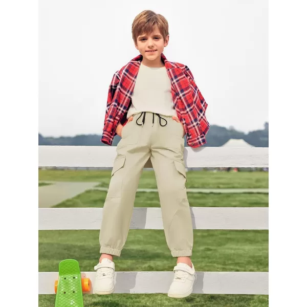 Haloumoning Boys Cargo Jogger Pants Casual Drawstring Elastic Waist Trousers 5-14 Years