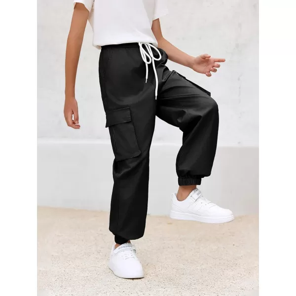 Haloumoning Boys Cargo Pants Casual Kids Joggers Elastic Waist Athletic Loose Straight Sweatpants 5-14 Years