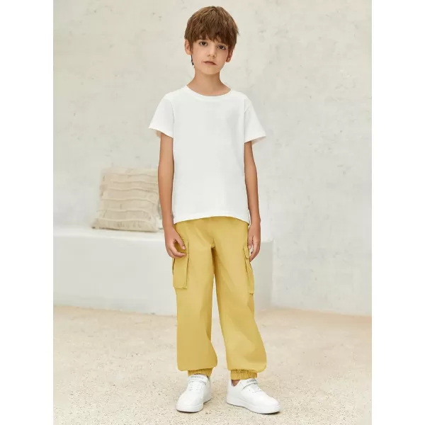 Haloumoning Boys Cargo Pants Casual Kids Joggers Elastic Waist Athletic Loose Straight Sweatpants 5-14 Years